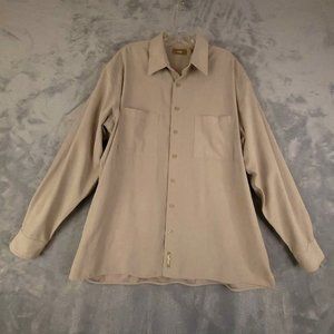 Natural Issue Mens‎ Dress Shirt Long Sleeve Button Up Collar Pockets Khaki XLT